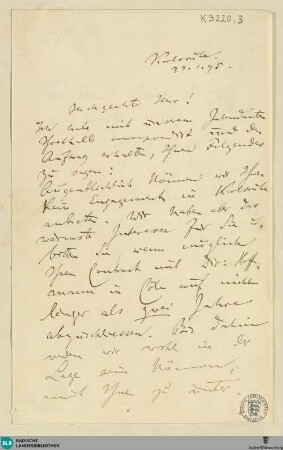 Brief von Felix Mottl an Rudolf Moest vom 24.01.1895 - K 3220, 3