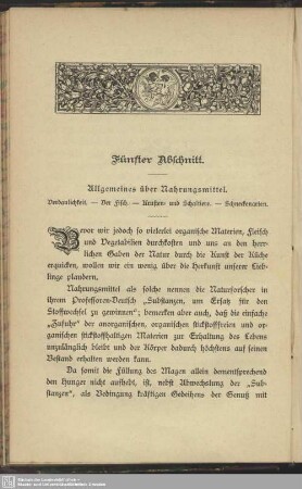 Fünfter Abschnitt. Allgemeines über Nahrungsmittel
