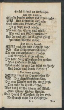 Epistel S. Pauli an die Colosser.