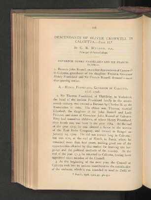 Descendants of Oliver Cromwell in Calcutta. Part II.