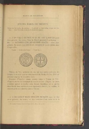 Jetons rares ou inédits