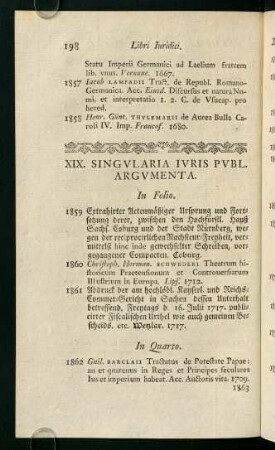 XIX. Singularia Iuris Publ. Argumenta.