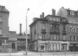 Dresden-Neustadt, Königsbrücker Straße 50. Wohnhaus mit Läden (um 1895). Straßenansicht