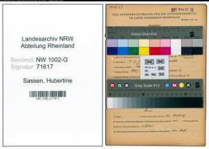 Entnazifizierung Hubertine Sassen, geb. 16.07.1910 (Waeschereibetrieb)