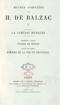 5: Œuvres complètes de H. de Balzac