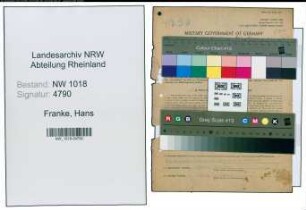 Entnazifizierung Hans Franke , geb. 16.07.1913 (Angestellter)