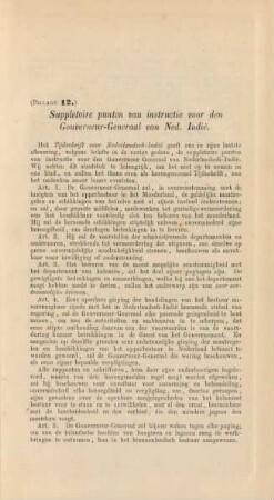 (Bijlage 12.) Suppletoire punten van instructie voor den Gouverneur-Generaal van Ned. Indie