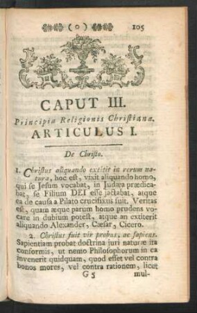 Caput III. Principia Religionis Christianae