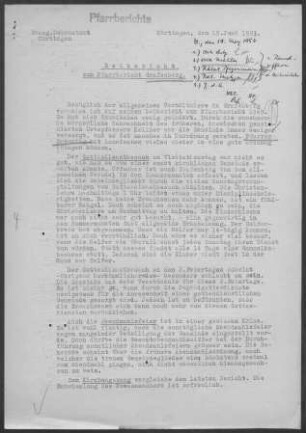 Grafenberg: Pfarrbericht 1953