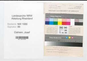 Entnazifizierung Josef Clahsen , geb. 29.07.1919 (Friseurgehilfe)