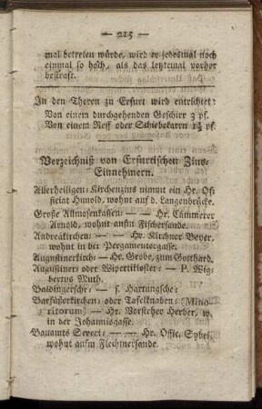 Verzeichniß von Erfurtischen Zins-Einnnehmern