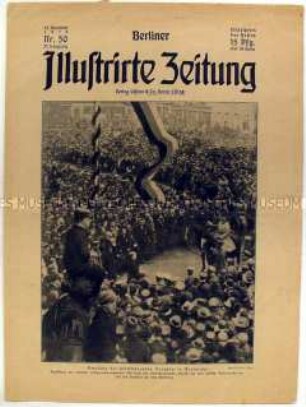 Wochenzeitschrift "Berliner Illustrirte Zeitung" zur Begrüßung der heimkehrenden Truppen in Karlsruhe
