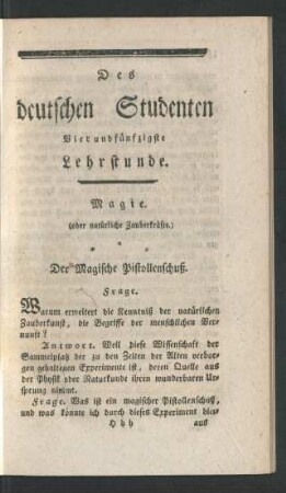 Des deutschen Studenten Vierundfünfzigste Lehrstunde