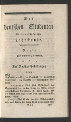 Des deutschen Studenten Vierundfünfzigste Lehrstunde
