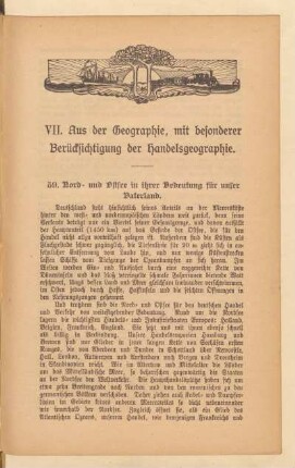 VII. Aus der Geographie, mit besonderer Berücksichtigung der Handelsgeographie