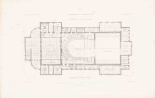 Neues Theater (Oper), Frankfurt/Main: Grundriss 4. Rang (aus: Atlas zur Zeitschrift für Bauwesen, hrsg. v. L.v.Tiedemann, Jg. 33, 1883)