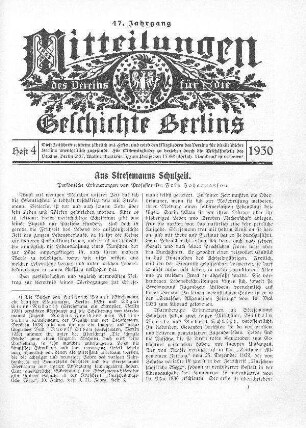 Aus Stresemanns Schulzeit