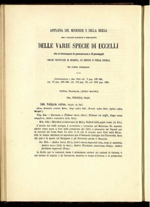 Avifauna Del Modenese E Della Sicilia Ossia Catalogo Ragionato E Comparativo Delle Varie Specie Di Uccelli