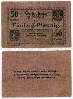 Notgeldschein der Stadt Schleswig
