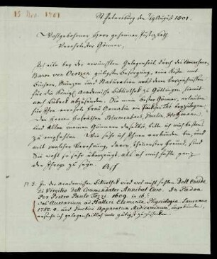 [Brief des Barons von Asch an Heyne vom 07./19.08.1801]