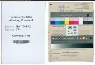 Entnazifizierung Fritz Koewenig , geb. 06.08.1900 (Techniker)