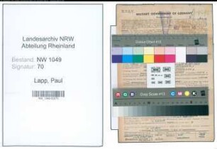 Entnazifizierung Paul Lapp , geb. 13.03.1891 (Kaufmann)
