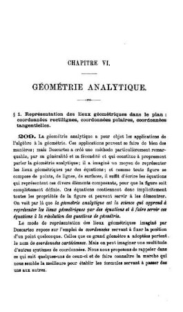 Chapitre VI. Géométrie analytique.