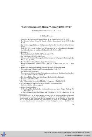 Werkverzeichnis Dr. Martin Wellmer (1902-1972).