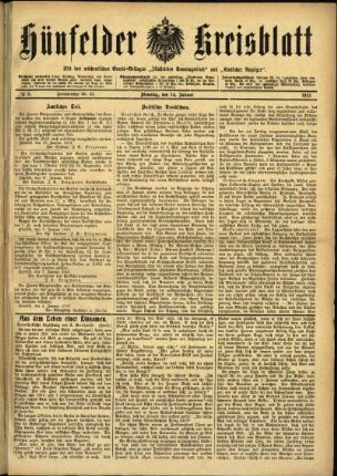 Ausgabe vom Dienstag, den 14. Januar 1913.