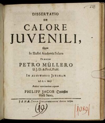 Dissertatio De Calore Iuvenili
