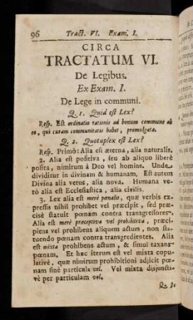 96-112, Circa Tractatum VI. De Legibus.