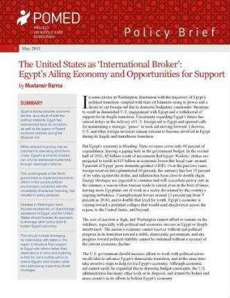 The United States as 'International Broker' : Egypt’s ailing economy and opportunities for support