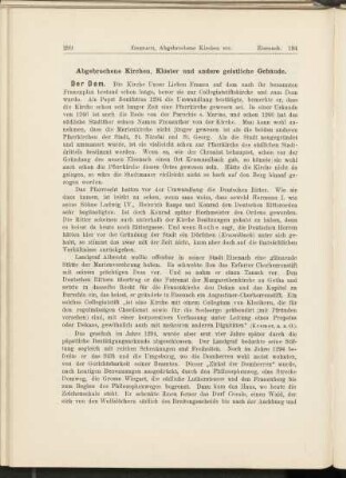 Abgebrochene Kirchen, Klöster und andere geistliche Gebäude.