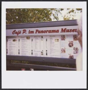 Speisekarte von Café P. im Panorama-Musuem in Bad Frankenhausen