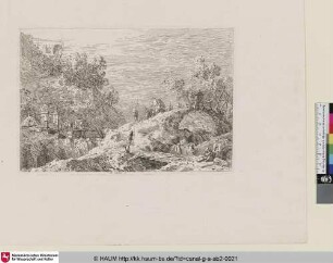 Mountains landscape with five bridges or Alpine landscape with three bridges [Berglandschaft mit fünf Brücken oder Alpine Landschaft mit drei Brücken]