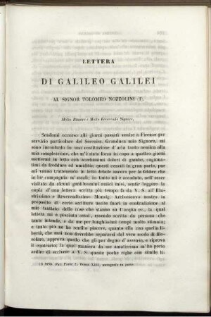 Lettera Di Galileo Galilei.