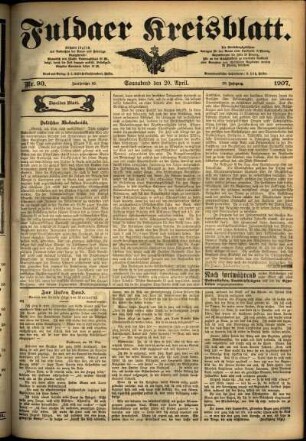 Zweite Ausgabe vom Samstag, den 20. April 1907.