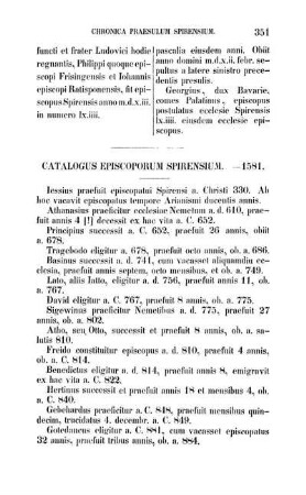 Catalogus Episcoporum Spirensium. - 1581.