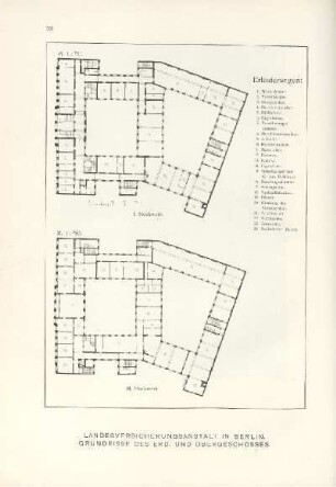 Landesversicherungsanstalt in Berlin. Grundrisse des Erd- und Obergeschosses