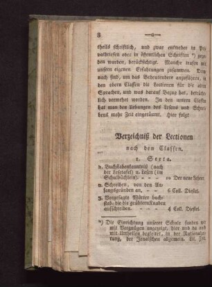 Verzeichnis der Lectionen nach den Classen.