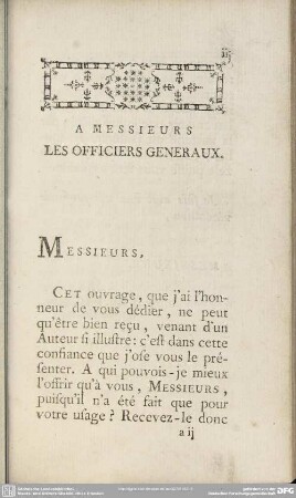 A Messieurs Les Officiers Generaux
