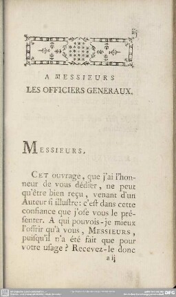 A Messieurs Les Officiers Generaux