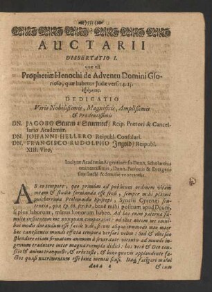 Auctarii Dissertatio I.