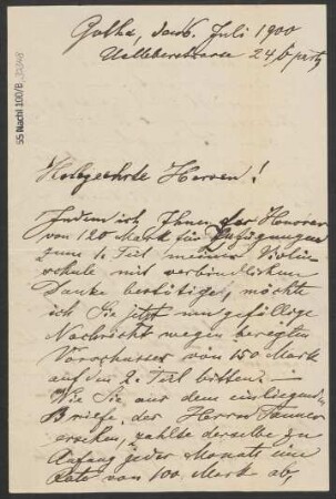 Brief an B. Schott's Söhne : 06.07.1900