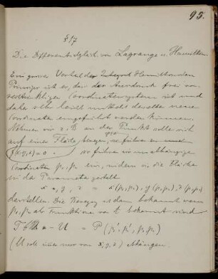 § 17. Die Differentialgleichungen von Lagrange und Hamilton