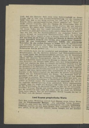 Lord Keynes prophetische Worte