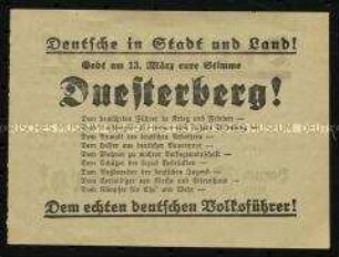 Handzettel des Stahlhelm mit dem Aufruf zur Wahl von Duesterberg bei der Reichspräsidentenwahl 1932