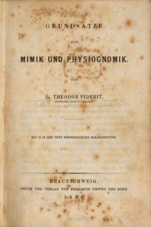 Grundsätze der Mimik und Physiognomik : mit 78 in den Text eingedruckten Holzschnitten