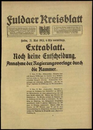 Erste Ausgabe vom Freitag, den 21. Mai 1915.