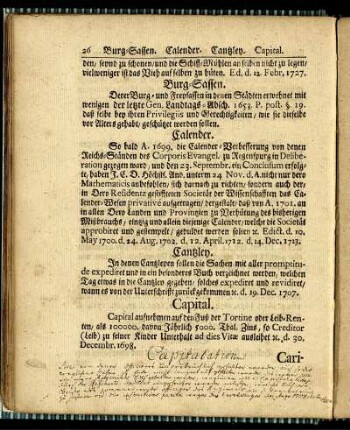 Calender. - Curator Minorum G. Vormundschaft.